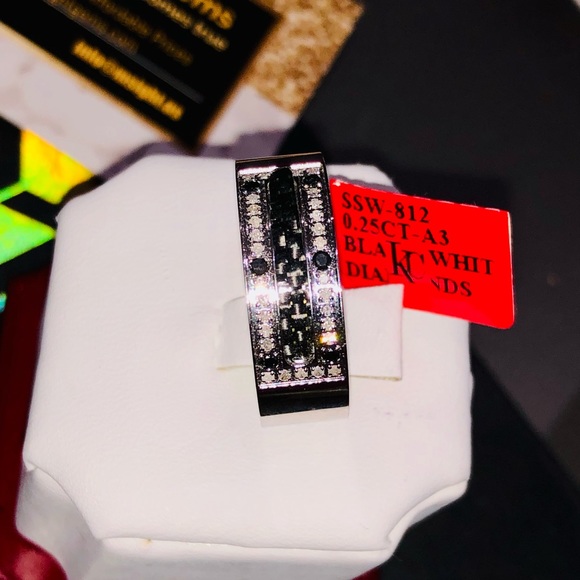 Real diamond men ring wedding band stylish custom made ring not CZ best gift - Picture 6 of 7